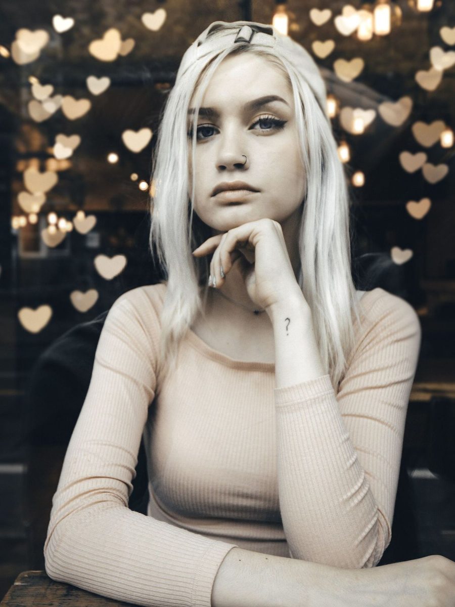 Long platinum blonde hair